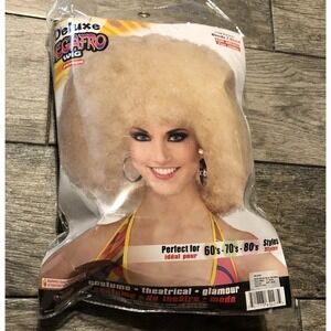 New Blonde Deluxe Mega Fro Wig Costume Dress Up Halloween Adult